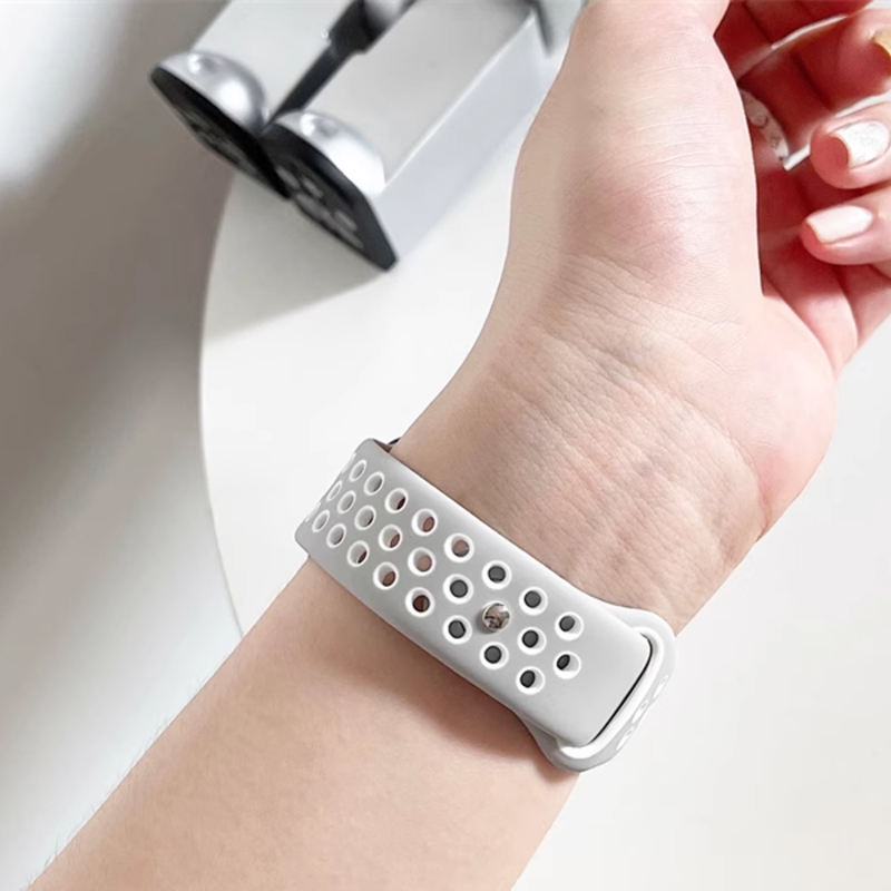 Silicone Sport-Stone/White-Apple Watch Band