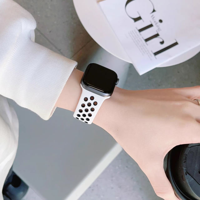 Silicone Sport-Platinum/Black-Apple Watch Band