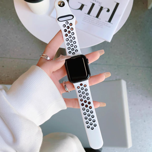 Silicone Sport-Platinum/Black-Apple Watch Band