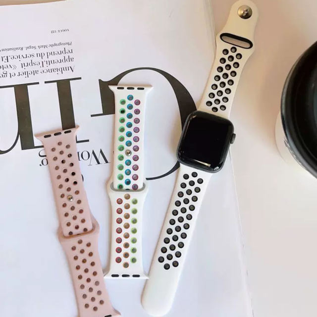 Silicone Sport-Platinum/Black-Apple Watch Band