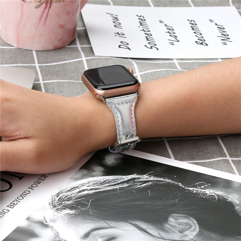 Slim Leather-Sliver-Apple Watch Band