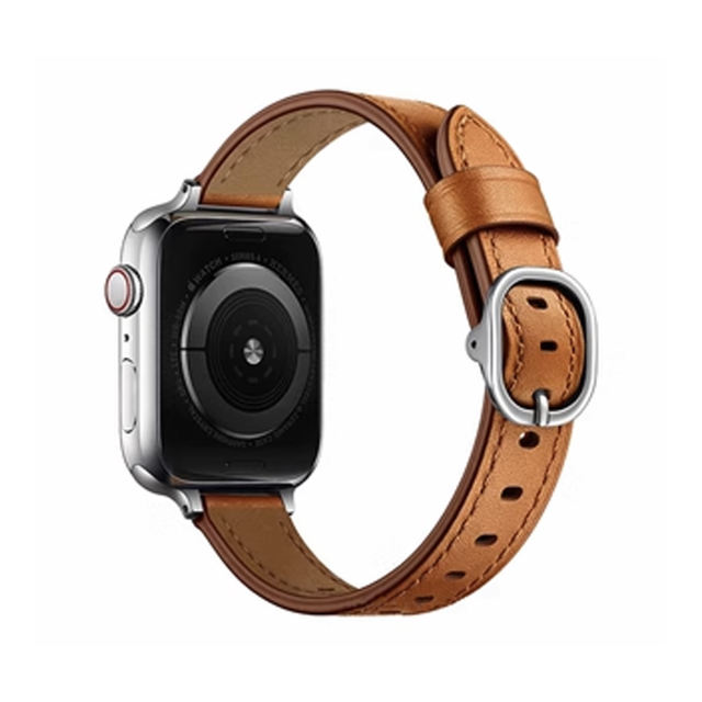 Stockholm Leather-Camarel/Sliver -Apple Watch Band