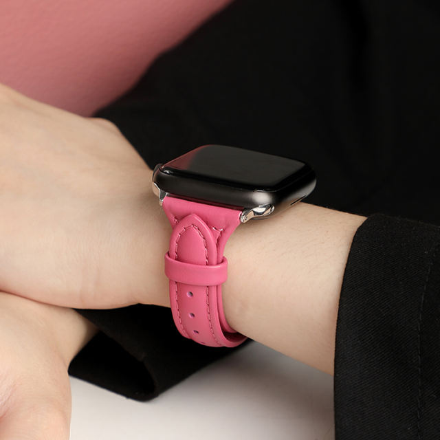Slim Leather-Fuchsia-Apple Watch Band