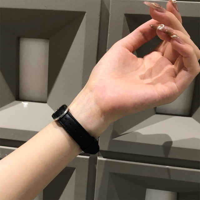Stockholm Leather-Black/ Sliver-Apple Watch Band