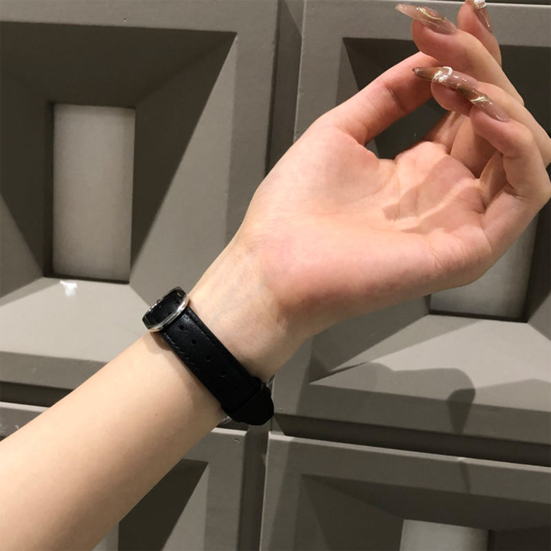 Stockholm Leather-Black/ Sliver-Apple Watch Band