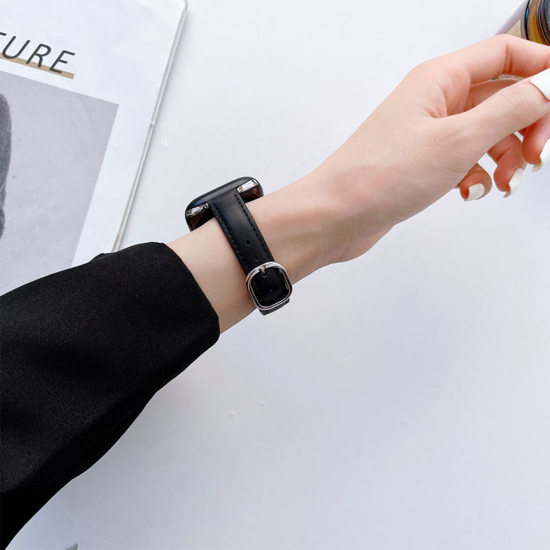 Stockholm Leather-Black/ Sliver-Apple Watch Band