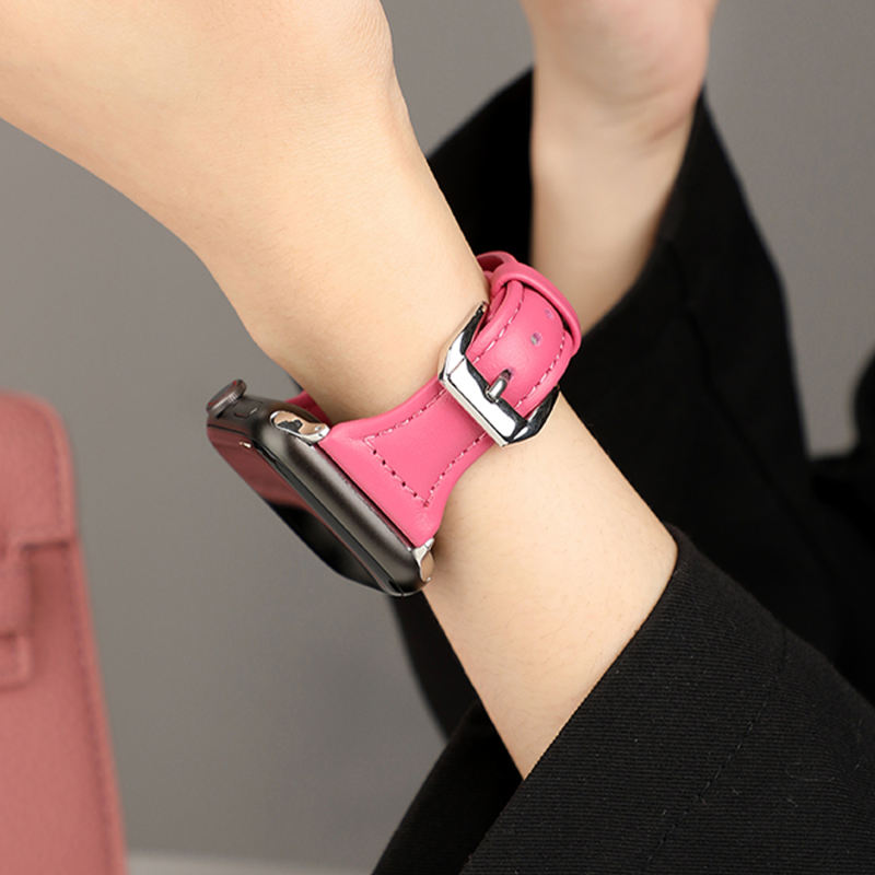 Slim Leather-Fuchsia-Apple Watch Band
