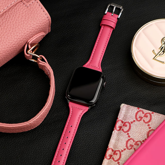Slim Leather-Fuchsia-Apple Watch Band