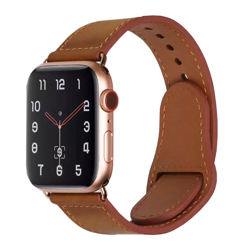 Single Loop Leather-Coffee-Apple Watch Band