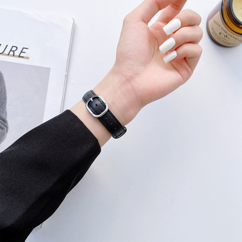 Stockholm Leather-Black/ Sliver-Apple Watch Band