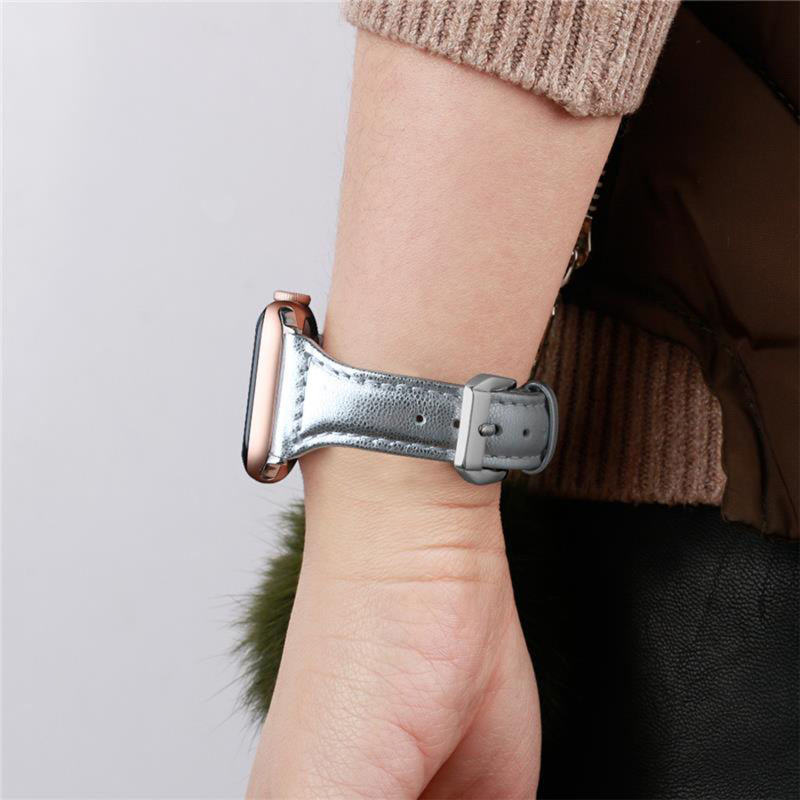 Slim Leather-Sliver-Apple Watch Band