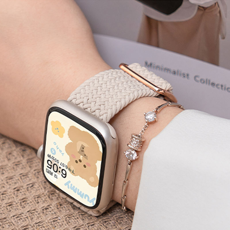 Waikiki Woven Loop-Starlight/Rose Gold-Apple Watch Band