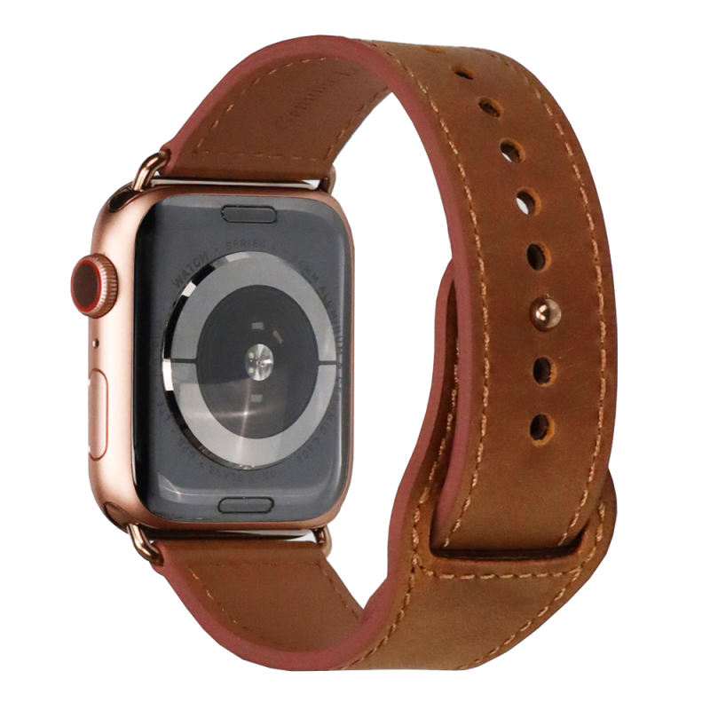 Single Loop Leather-Coffee-Apple Watch Band