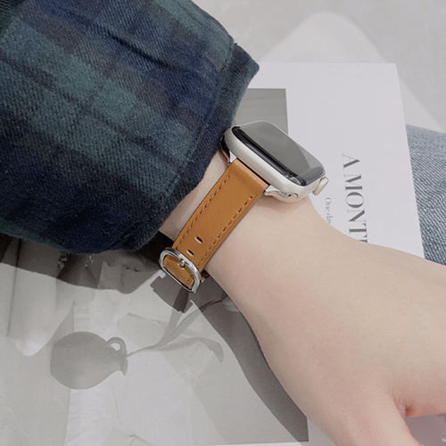 Stockholm Leather-Camarel/Sliver -Apple Watch Band