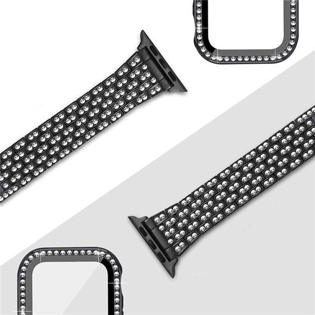 Monte Rhinestone Bangle-Black-Apple Watch Band