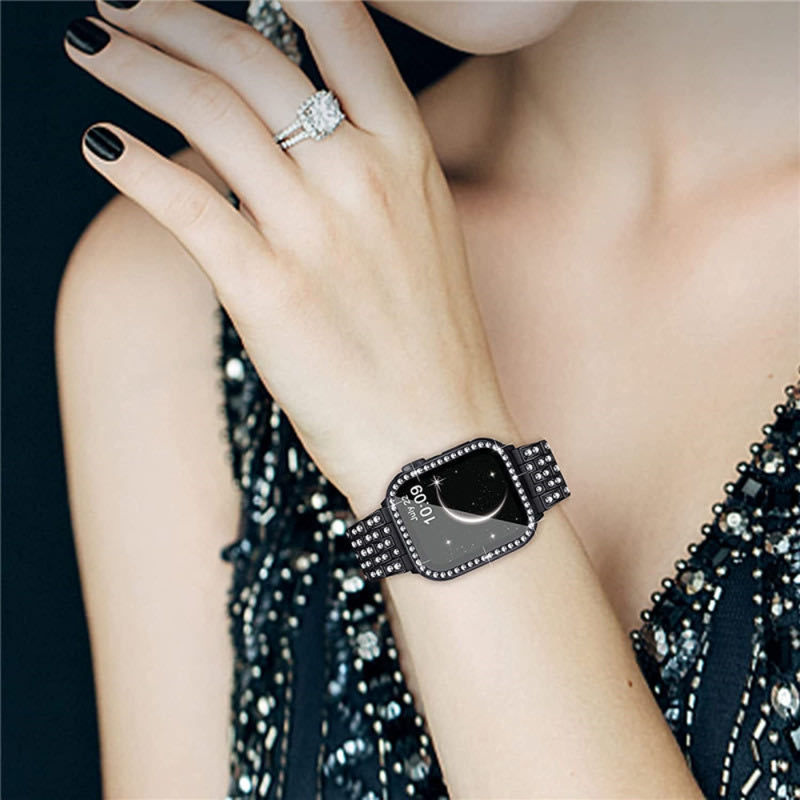 Monte Rhinestone Bangle-Black-Apple Watch Band