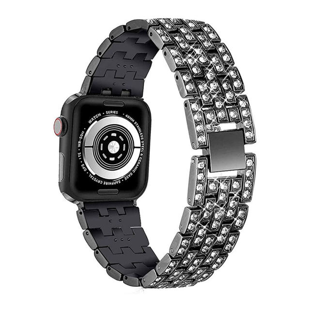 Monte Rhinestone Bangle-Black-Apple Watch Band