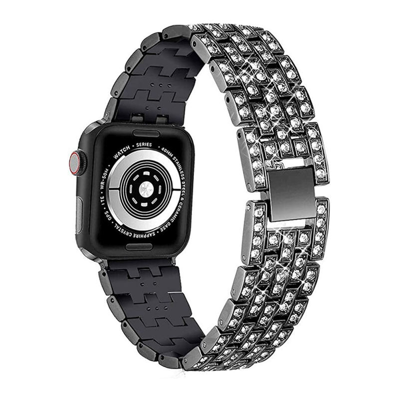Monte Rhinestone Bangle-Black-Apple Watch Band