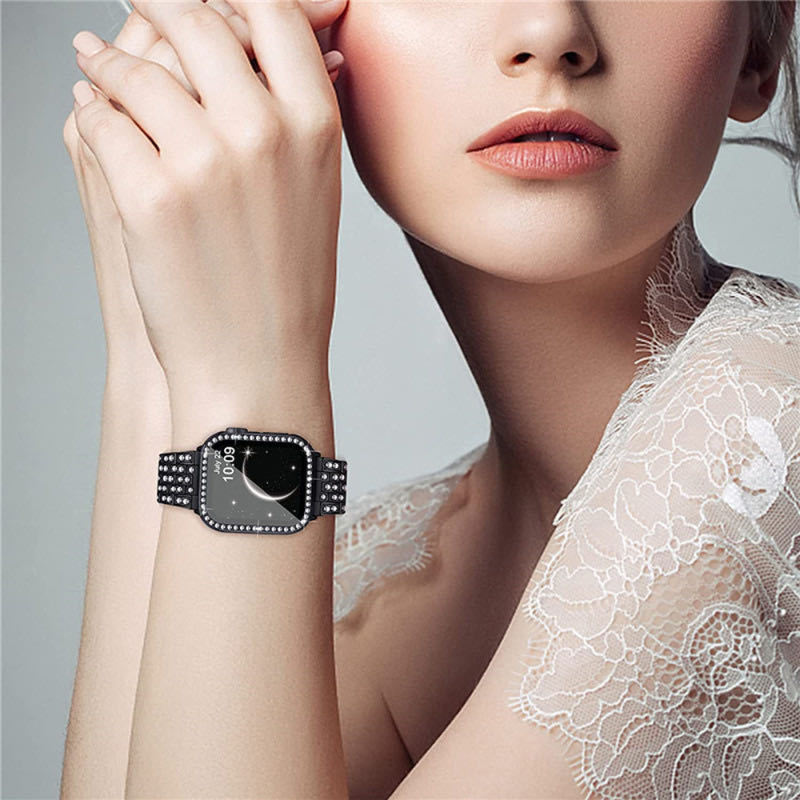Monte Rhinestone Bangle-Black-Apple Watch Band