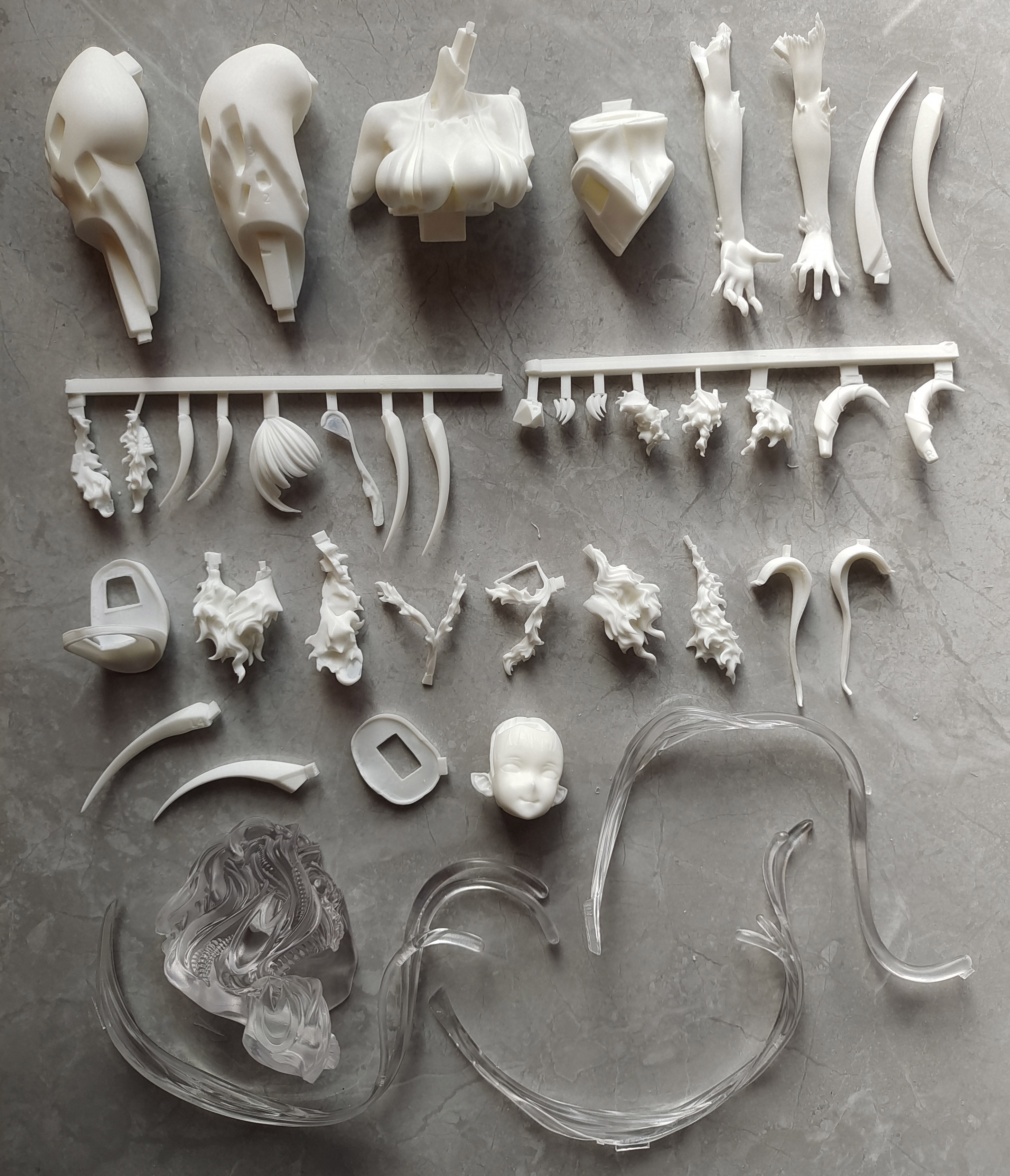 Garage Kit Hand made resin white mold wf2020 winter poison Island Xiaomu black goat sister thousand night white mold