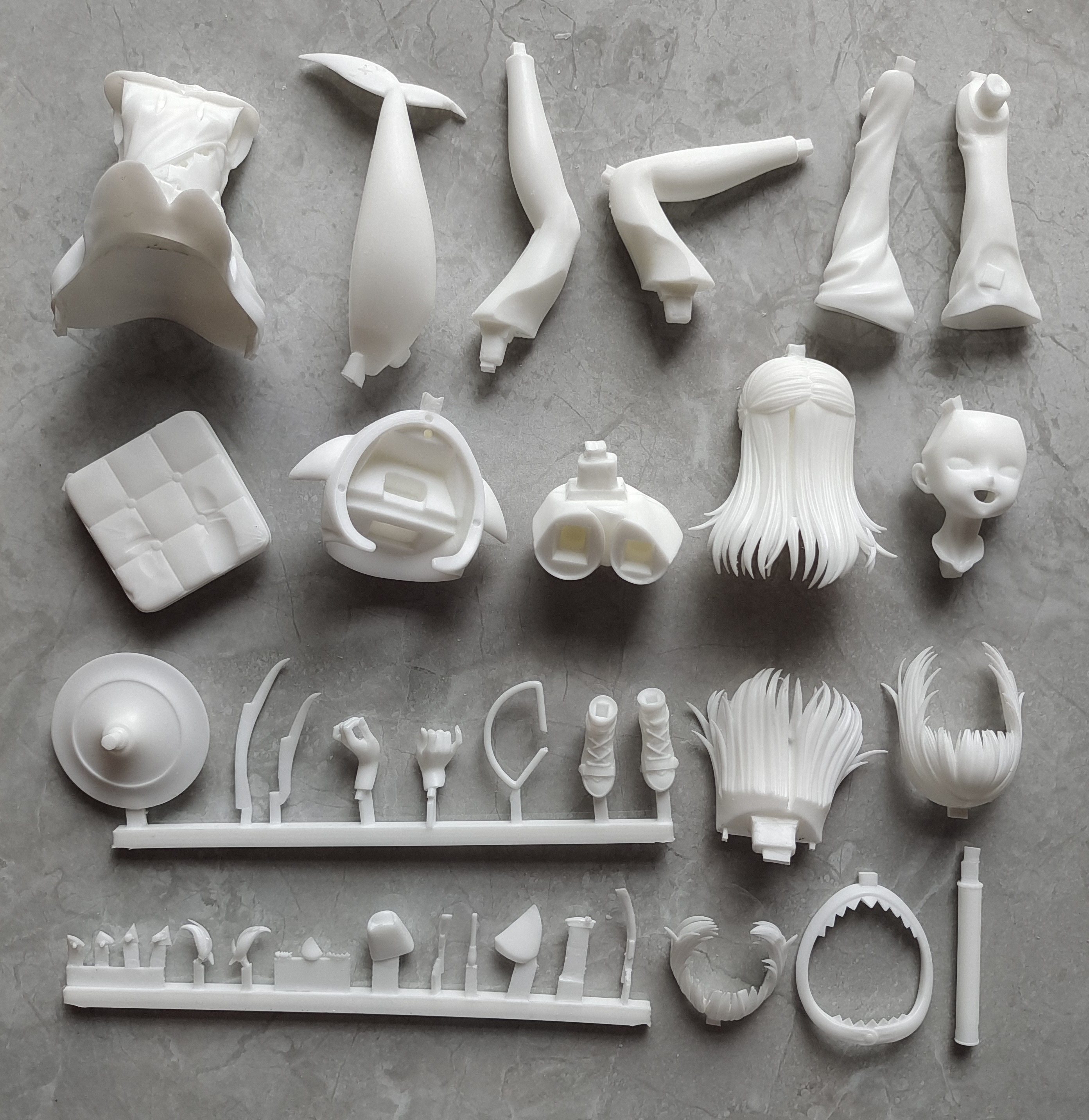 Garage Kit  hand-made resin white mold muscuto Hololive Gawr Gura Karu Gura white mold spot