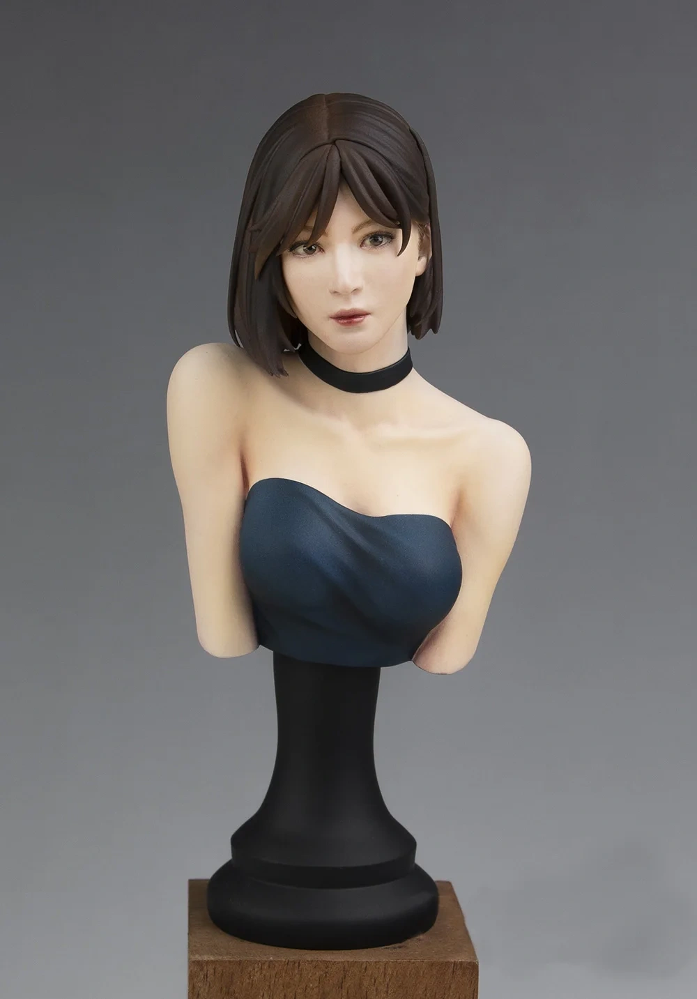 Garage Kit  female bust ratio unknown gk hand-made white model PB-03 black-haired girl