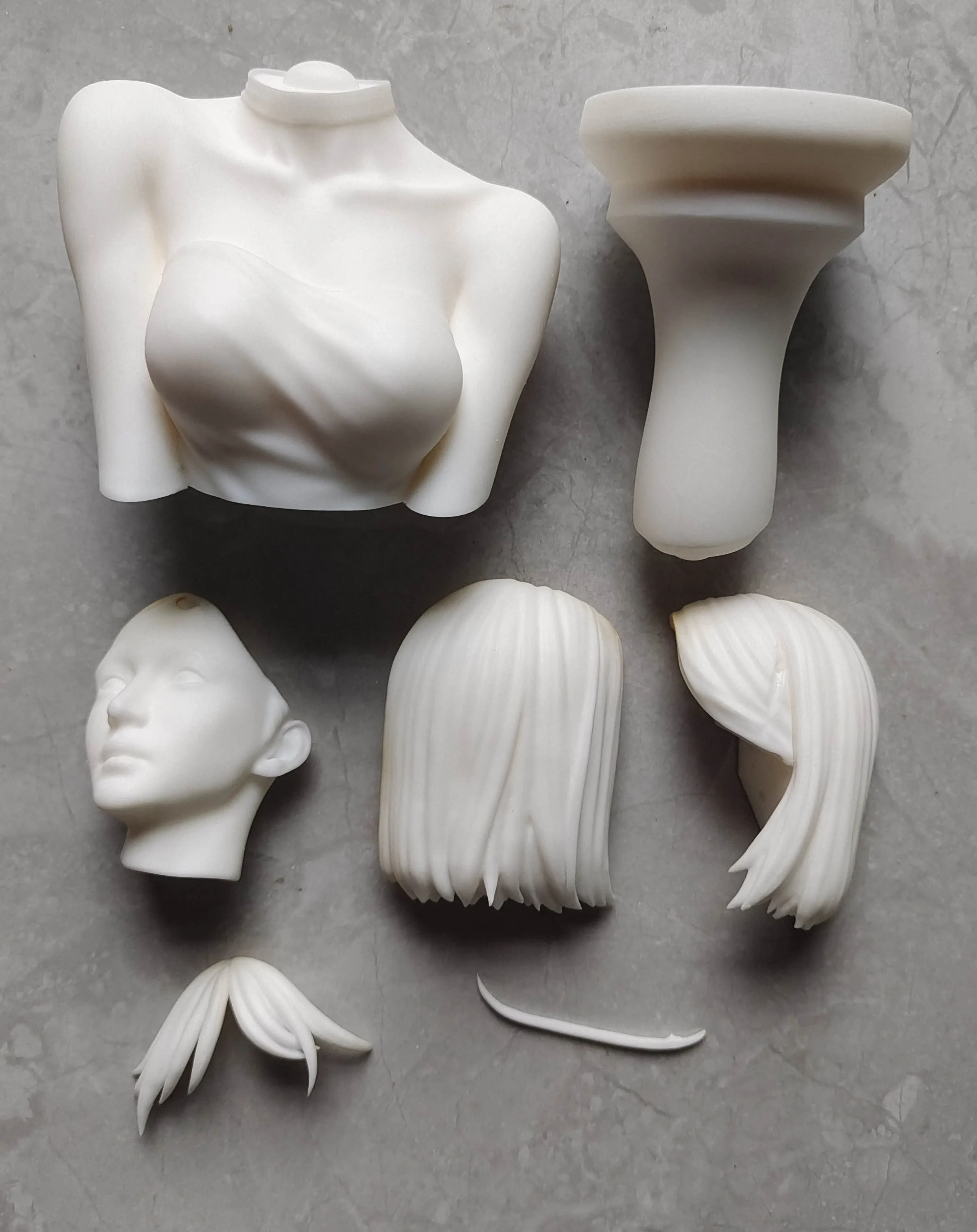 Garage Kit  female bust ratio unknown gk hand-made white model PB-03 black-haired girl