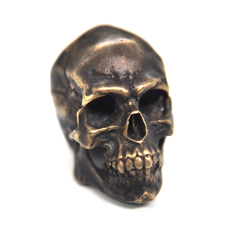 Handmade Solid Lost wax casting Brass Skull Pendant, Retro craft Punk Gothic Human Skull, Rope or 925 sterling silver chain for choice