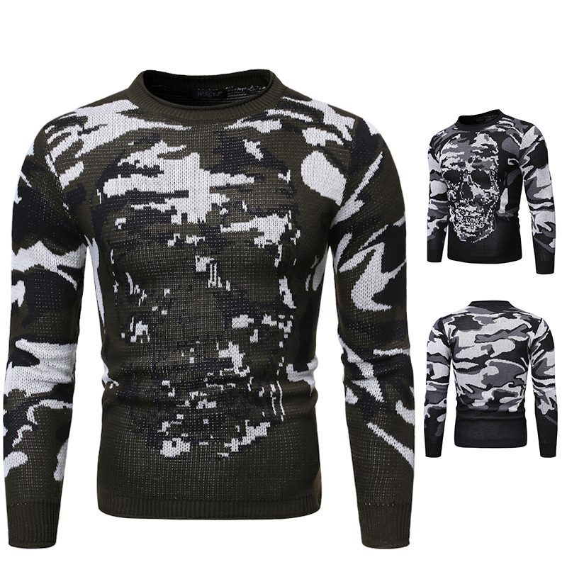 Men Sweaters Fashion Casual Crewneck Long Sleeve Graphic Printed Loose Slim Fit Pullover Sweater