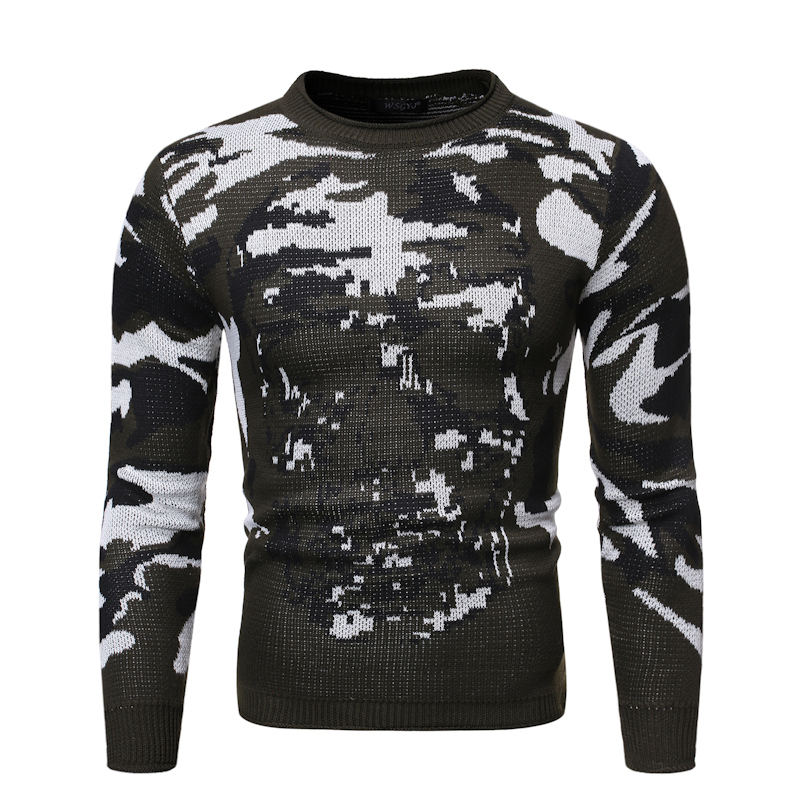 Men Sweaters Fashion Casual Crewneck Long Sleeve Graphic Printed Loose Slim Fit Pullover Sweater