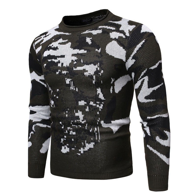 Men Sweaters Fashion Casual Crewneck Long Sleeve Graphic Printed Loose Slim Fit Pullover Sweater