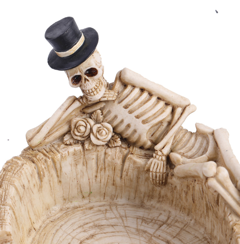 Personalized Skull Ashtray Desktop Home Retro Resin Ornament Halloween Decoration Gothic
