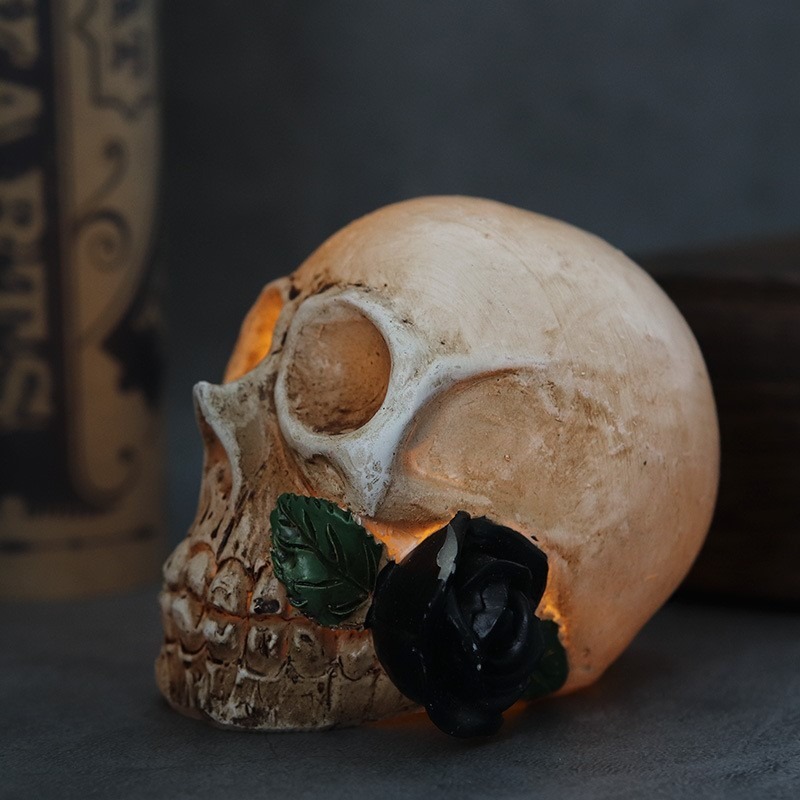 Halloween Skull Light Ghost Festival Resin Skull Ornament LED Electronic Candle Light Decoration
