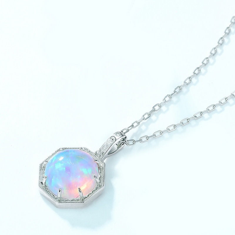 Symphony Opal Pendant Clavicle Chain Fashion Exquisite Pattern S925 Sterling Silver Necklace
