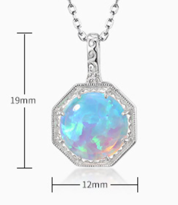 Symphony Opal Pendant Clavicle Chain Fashion Exquisite Pattern S925 Sterling Silver Necklace