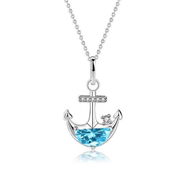 For Love Nautical Blue Zirconium 295 Silver Clavicle Chain
