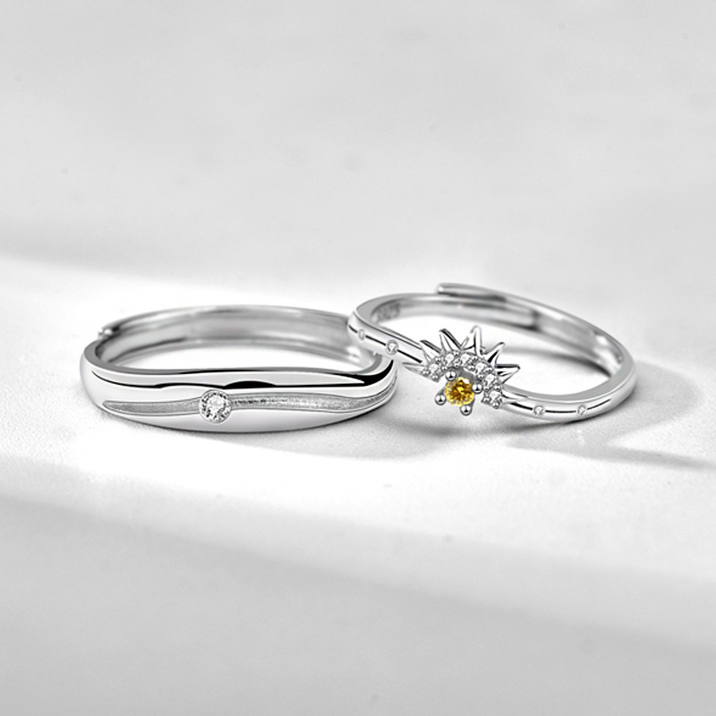 Summer Original Minority Sterling Silver 925 Silver Sun Couple Ring