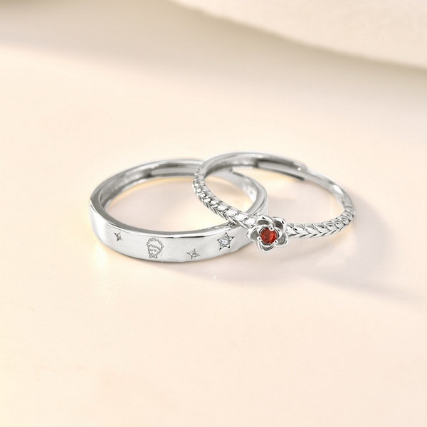 The little prince and the rose s925 sterling silver ring couple ring