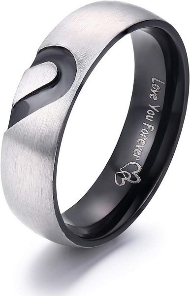 Stainless steel heart-shaped couple ring