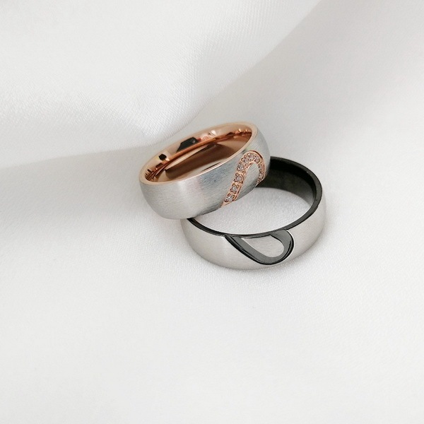 Stainless steel heart-shaped couple ring