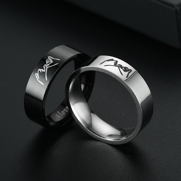 love you hand in hand couple ring