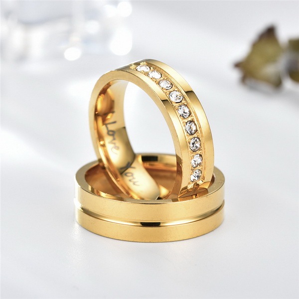 Stainless Steel Cubic Zirconia Couple Ring