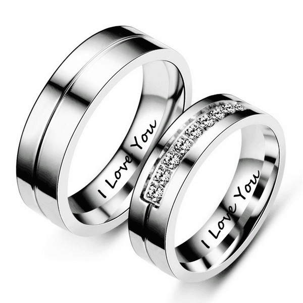 Stainless Steel Cubic Zirconia Couple Ring