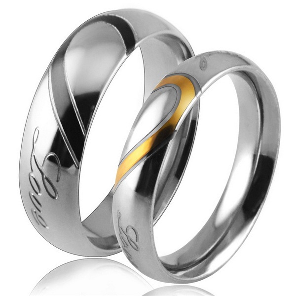 Heart Puzzle Stainless Steel Couple Ring