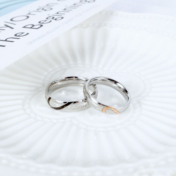 Heart Puzzle Stainless Steel Couple Ring