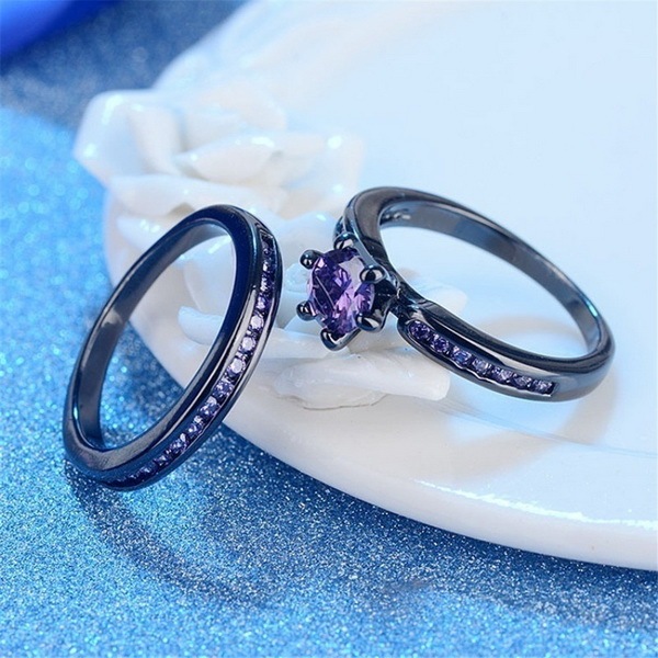 European and American Round Diamond Fashion Couple Ring Set