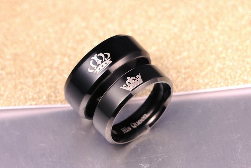 Her King His Queen stainless steel couple ring