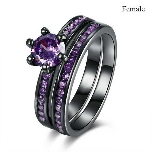 European and American Round Diamond Fashion Couple Ring Set