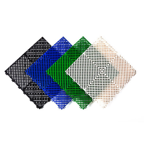 Modular Interlocking Ribbed Garage Flooring Tiles Similar to Swisstrax Ribtrax