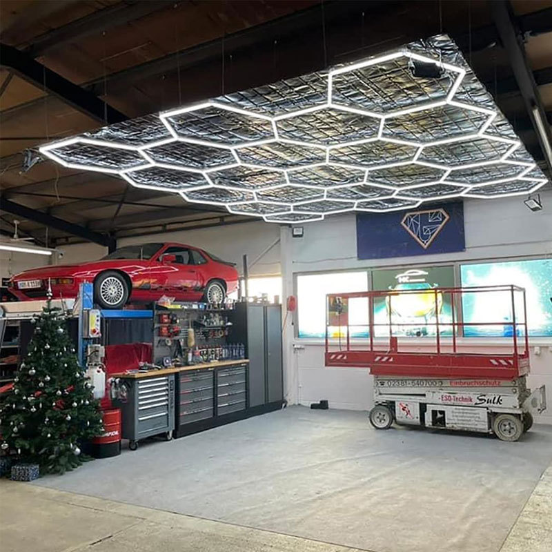 Luzes de garagem hexagonais grades de led